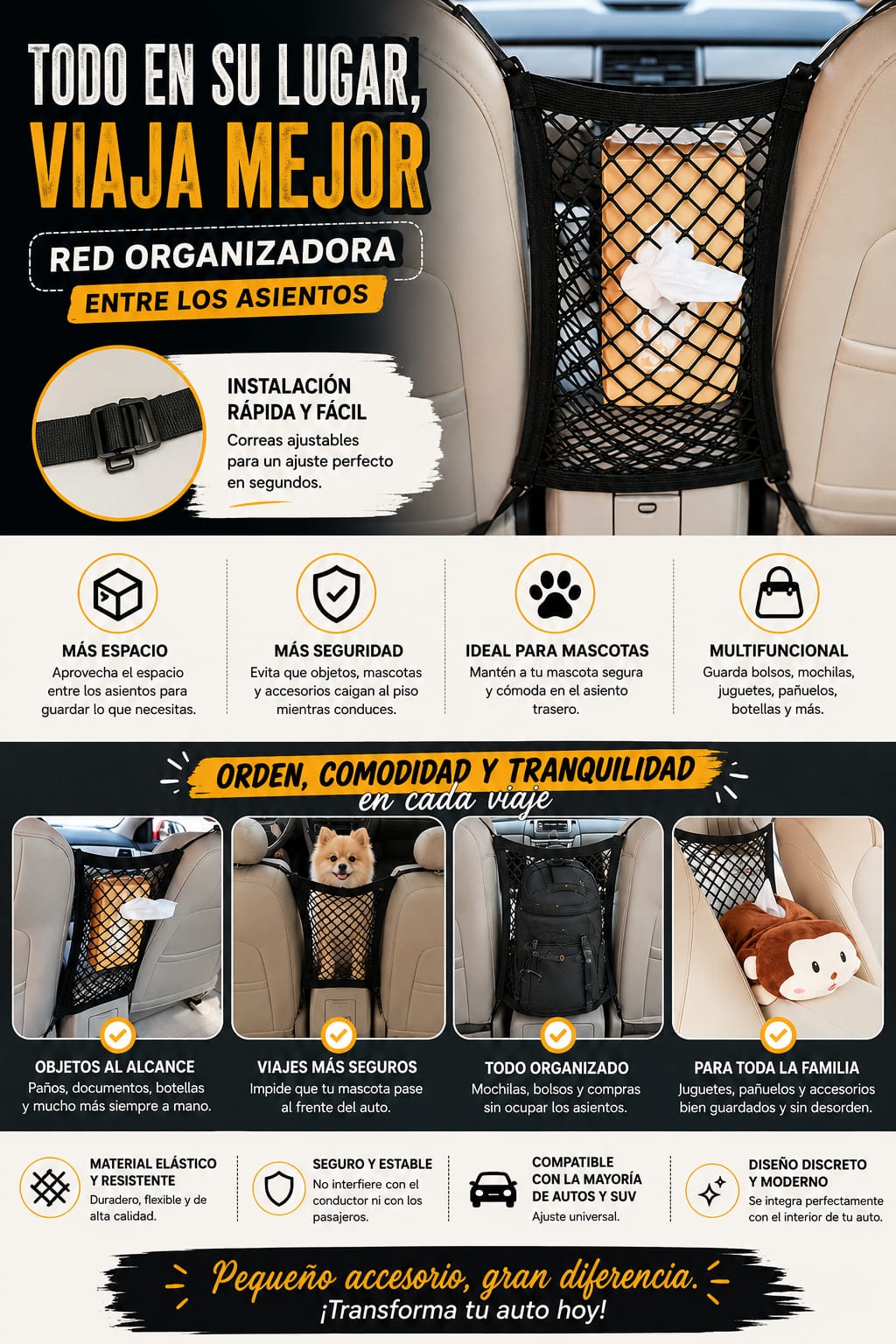 Malla Organizadora Para Asientos