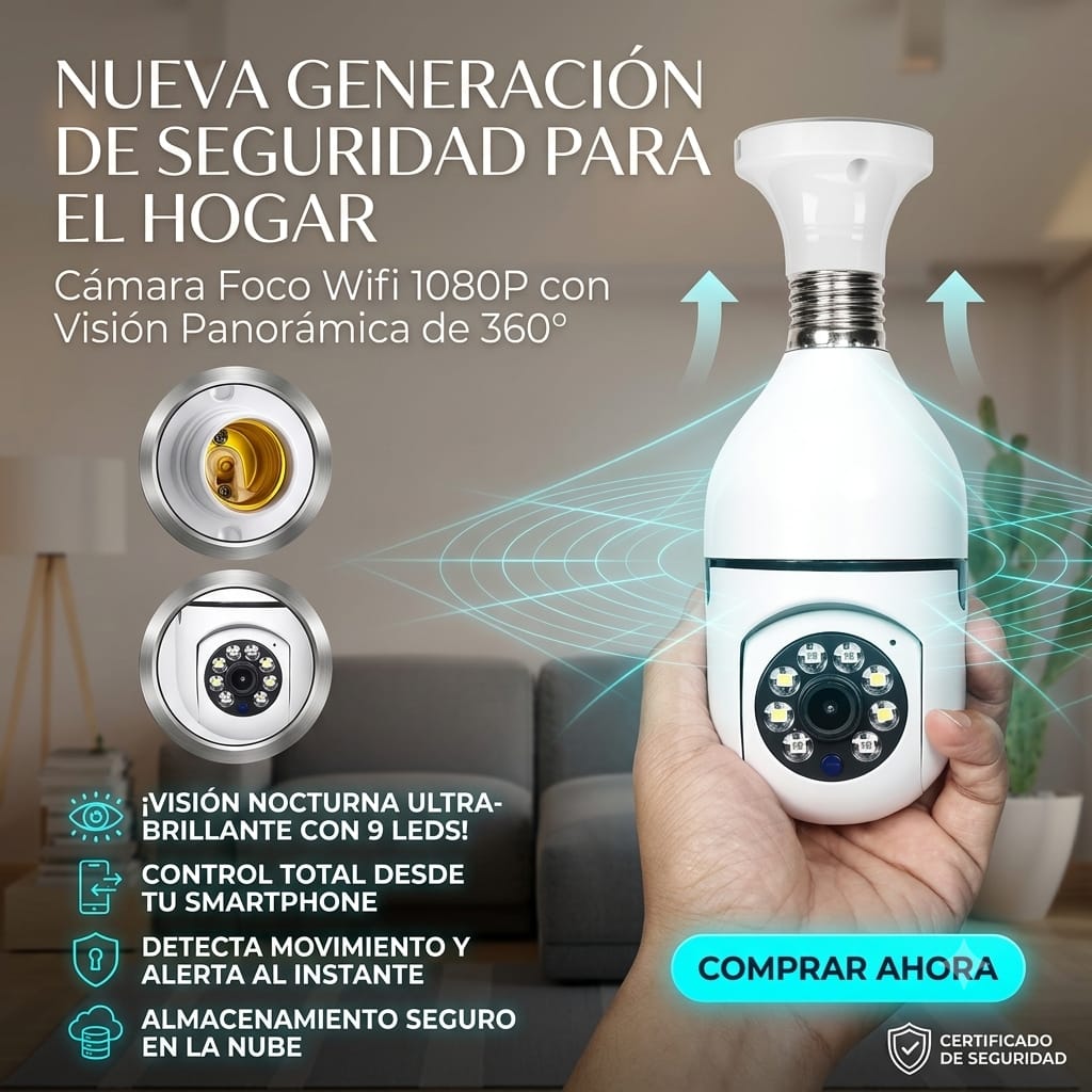 LAMPARA SMART CON CAMARA ALTA RESOLUCION HD 360
